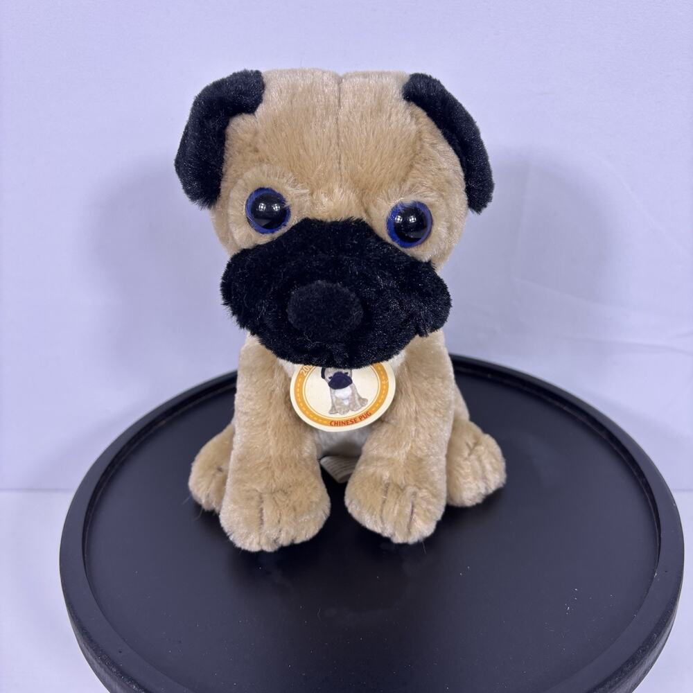 Vintage Chinese Pug Plush Golden Bear Co Ltd 10” Stuffed Animal Dog Toy w/ Tag
